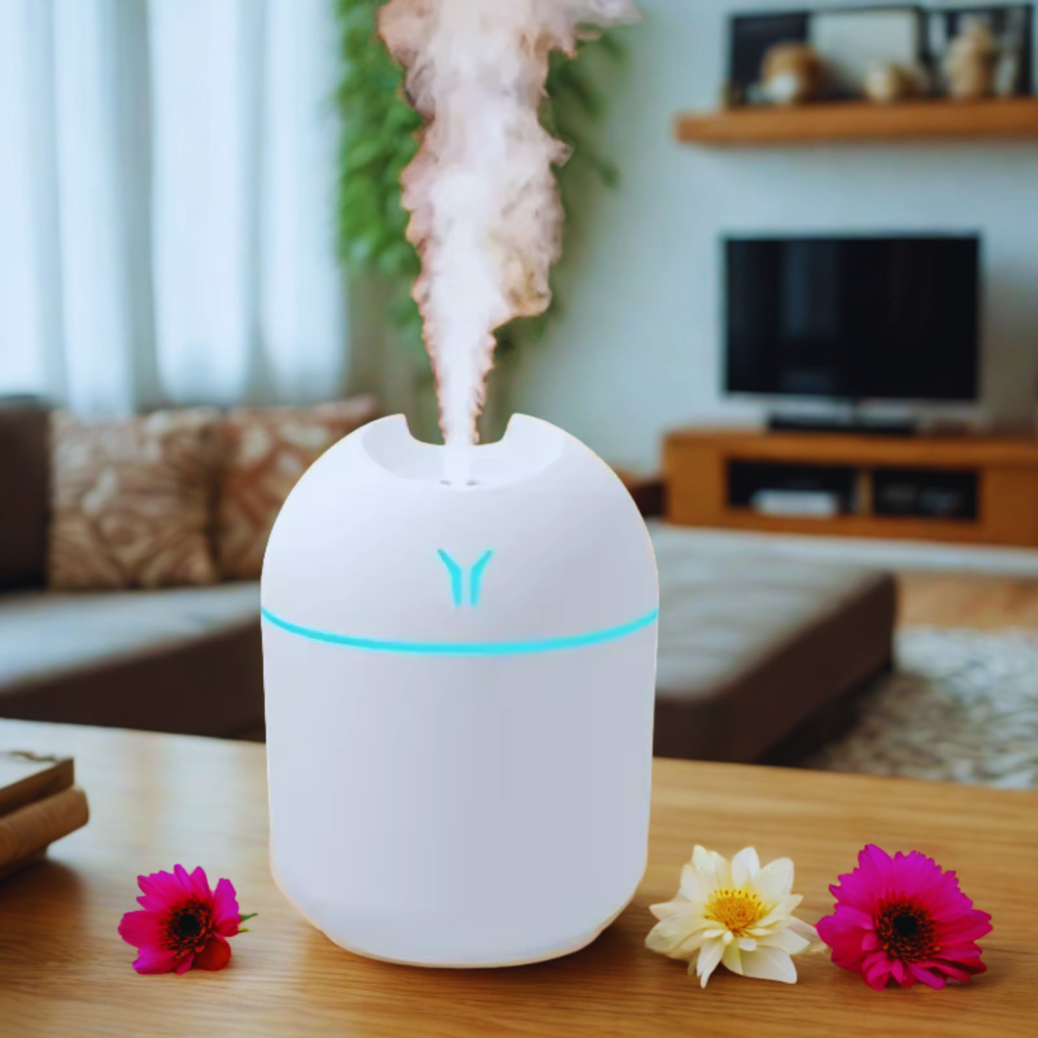 1pc  Compact USB Aroma Diffuser & Humidifier withLED Night Light - Pink & Mint Green, Essential Oil Atomizer for Homeand Car Use